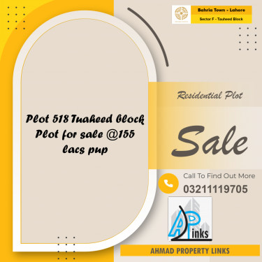 10 Marla Residential Plot for Sale in Sector F - Tauheed Block -  Bahria Town, Lahore - (BP-333829)
