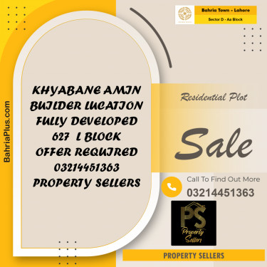 5 Marla Residential Plot for Sale in Sector D - AA Block -  Bahria Town, Lahore - (BP-333837)