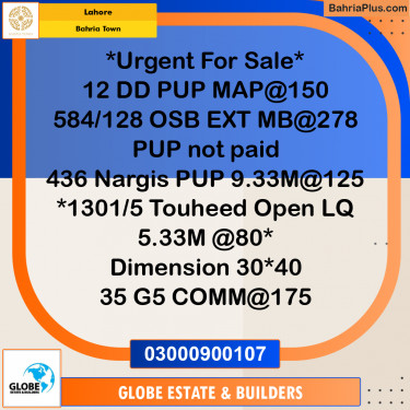 Residential Plot for Sale in Bahria Town, Lahore - (BP-333956)