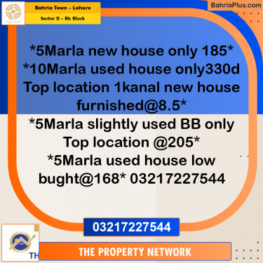 5 Marla Residential Plot for Sale in Sector D - BB Block -  Bahria Town, Lahore - (BP-333969)