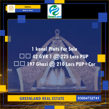 1 Kanal Residential Plot for Sale in Bahria Town, Lahore - (BP-334090)