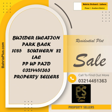 8 Marla Residential Plot for Sale in Phase 1 - Southern District -  Bahria Orchard, Lahore - (BP-334148)