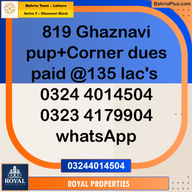 Residential Plot for Sale in Sector F - Ghaznavi Block -  Bahria Town, Lahore - (BP-334159)