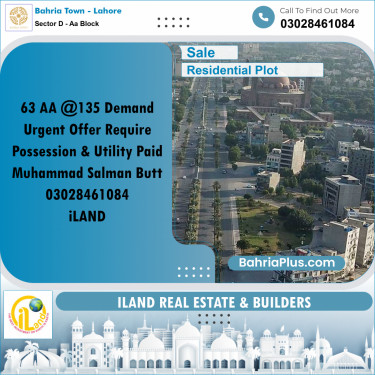 5 Marla Residential Plot for Sale in Sector D - AA Block -  Bahria Town, Lahore - (BP-334187)