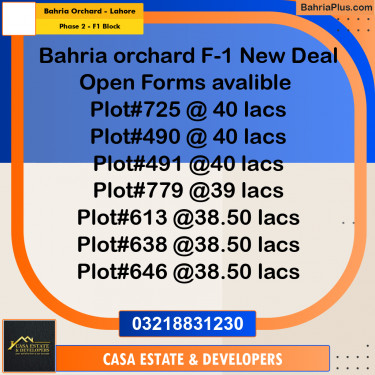 5 Marla Residential Plot for Sale in Phase 2 - F1 Block -  Bahria Orchard, Lahore - (BP-334268)