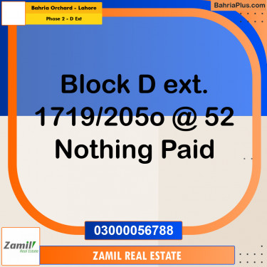 8 Marla Residential Plot for Sale in Phase 2 - D Ext -  Bahria Orchard, Lahore - (BP-334479)