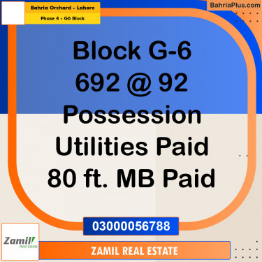 10 Marla Residential Plot for Sale in Phase 4 - G6 Block -  Bahria Orchard, Lahore - (BP-334486)