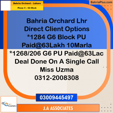 10 Marla Residential Plot for Sale in Phase 4 - G6 Block -  Bahria Orchard, Lahore - (BP-334497)