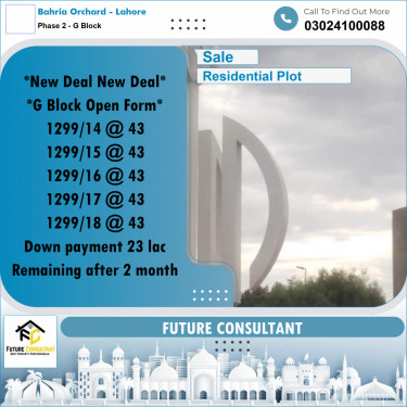 5 Marla Residential Plot for Sale in Phase 2 - G Block -  Bahria Orchard, Lahore - (BP-334500)