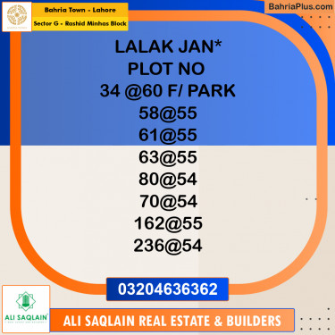 5 Marla Residential Plot for Sale in Sector G - Rashid Minhas Block -  Bahria Town, Lahore - (BP-334509)