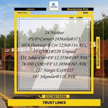 Residential Plot for Sale in Bahria Town, Lahore - (BP-334528)