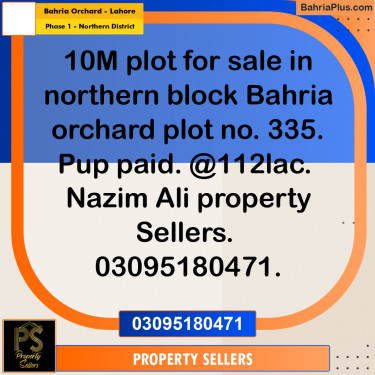10 Marla Residential Plot for Sale in Phase 1 - Northern District -  Bahria Orchard, Lahore - (BP-334543)