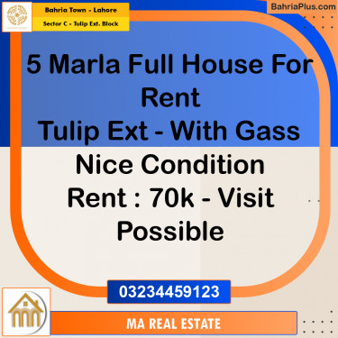 5 Marla Residential House for Rent in Sector C - Tulip Ext. Block -  Bahria Town, Lahore - (BP-334573)