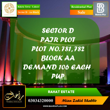 5 Marla Residential Plot for Sale in Sector D - AA Block -  Bahria Town, Lahore - (BP-334588)