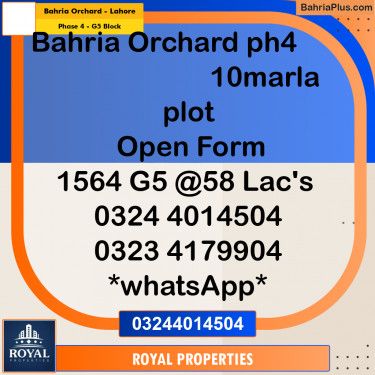 Residential Plot for Sale in Phase 4 - G5 Block -  Bahria Orchard, Lahore - (BP-334599)