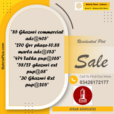 20 Kanal Residential Plot for Sale in Sector F - Ghaznavi Ext. Block -  Bahria Town, Lahore - (BP-334600)