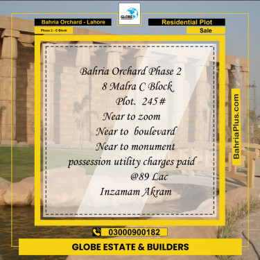 8 Marla Residential Plot for Sale in Phase 2 - C Block -  Bahria Orchard, Lahore - (BP-334615)