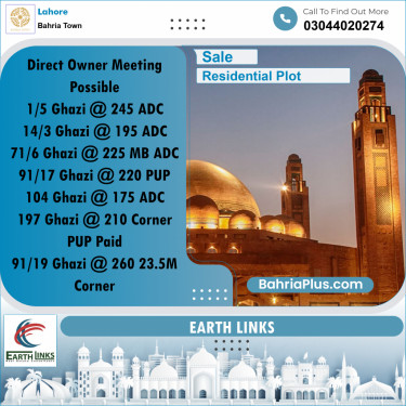 1 Kanal Residential Plot for Sale in Bahria Town, Lahore - (BP-334620)