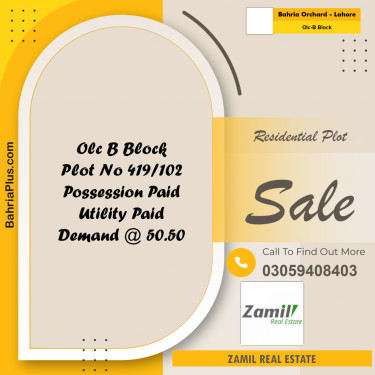 5 Marla Residential Plot for Sale in OLC-B Block -  Bahria Orchard, Lahore - (BP-334648)