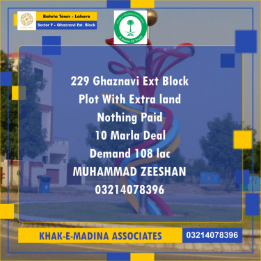 10 Marla Residential Plot for Sale in Sector F - Ghaznavi Ext. Block -  Bahria Town, Lahore - (BP-334664)