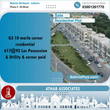 10 Marla Residential Plot for Sale in Phase 4 - G3 Block -  Bahria Orchard, Lahore - (BP-334781)