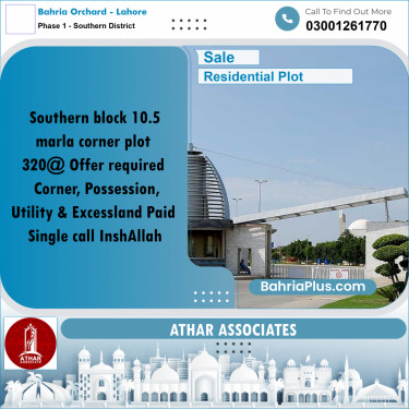 10 Marla Residential Plot for Sale in Phase 1 - Southern District -  Bahria Orchard, Lahore - (BP-334783)