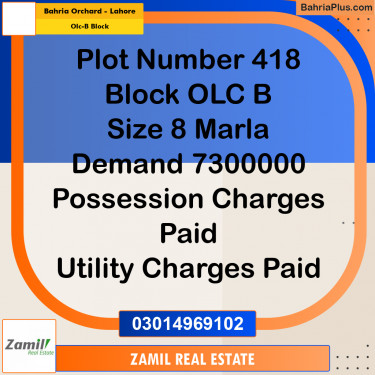 8 Marla Residential Plot for Sale in OLC-B Block -  Bahria Orchard, Lahore - (BP-334793)
