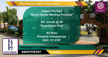 Residential Plot for Sale in Bahria Town, Lahore - (BP-33487)