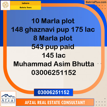 10 Marla Residential Plot for Sale in Bahria Town, Lahore - (BP-334898)