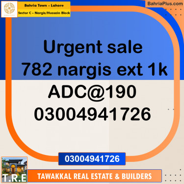 1 Kanal Residential Plot for Sale in Sector C - Nargis/Hussain Block -  Bahria Town, Lahore - (BP-334949)
