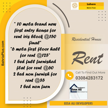 Residential House for Rent in Bahria Town, Lahore - (BP-334956)