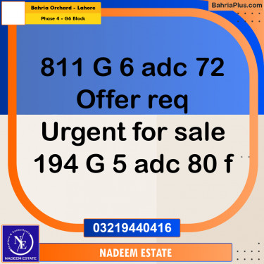Residential Plot for Sale in Phase 4 - G6 Block -  Bahria Orchard, Lahore - (BP-334963)