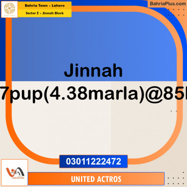 4 Marla Residential Plot for Sale in Sector E - Jinnah Block -  Bahria Town, Lahore - (BP-335028)