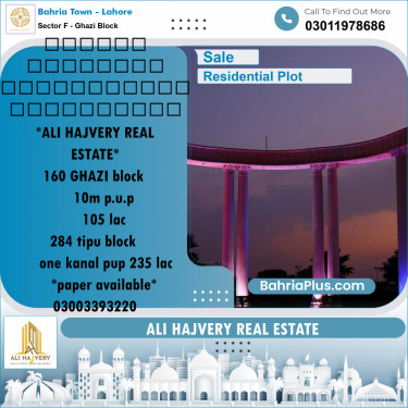 10 Marla Residential Plot for Sale in Sector F - Ghazi Block -  Bahria Town, Lahore - (BP-335058)