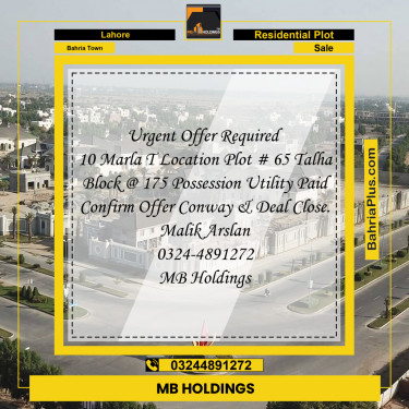 Residential Plot for Sale in Bahria Town, Lahore - (BP-335104)