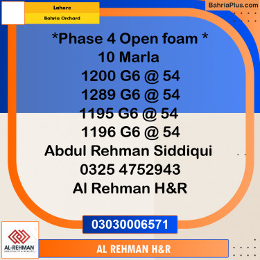 10 Marla Residential Plot for Sale in Bahria Orchard, Lahore - (BP-335108)