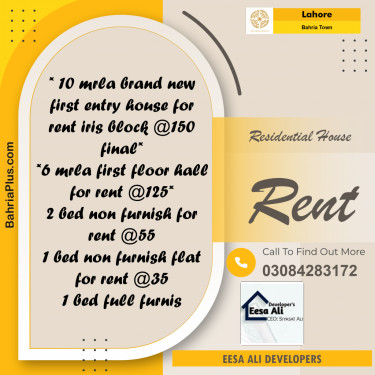 Residential House for Rent in Bahria Town, Lahore - (BP-335124)