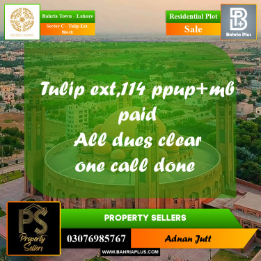 5 Marla Residential Plot for Sale in Sector C - Tulip Ext. Block -  Bahria Town, Lahore - (BP-335151)