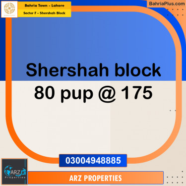 Residential Plot for Sale in Sector F - Shershah Block -  Bahria Town, Lahore - (BP-335213)