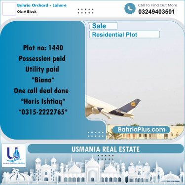 5 Marla Residential Plot for Sale in OLC-A Block -  Bahria Orchard, Lahore - (BP-335249)