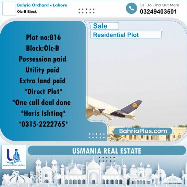 5 Marla Residential Plot for Sale in OLC-B Block -  Bahria Orchard, Lahore - (BP-335345)