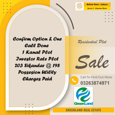 1 Kanal Residential Plot for Sale in Sector F - Sikander Block -  Bahria Town, Lahore - (BP-335354)