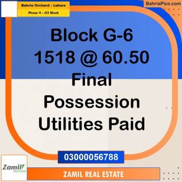 8 Marla Residential Plot for Sale in Phase 4 - G5 Block -  Bahria Orchard, Lahore - (BP-335429)