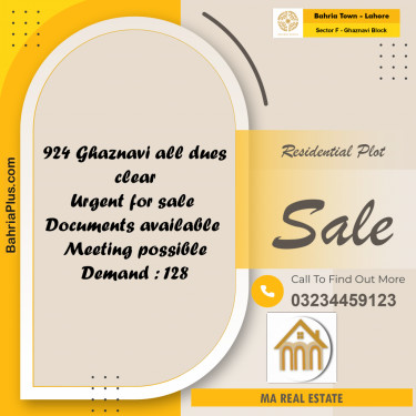 10 Marla Residential Plot for Sale in Sector F - Ghaznavi Block -  Bahria Town, Lahore - (BP-335444)