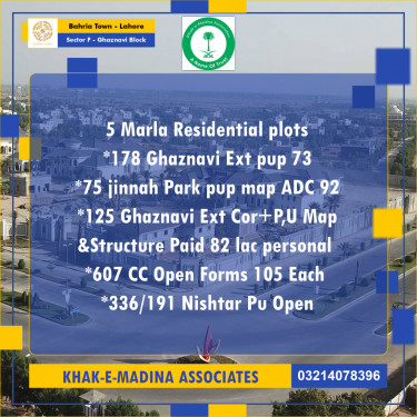 5 Marla Residential Plot for Sale in Sector F - Ghaznavi Block -  Bahria Town, Lahore - (BP-335462)
