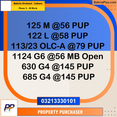 5 Marla Residential Plot for Sale in Phase 2 - M Block -  Bahria Orchard, Lahore - (BP-335494)