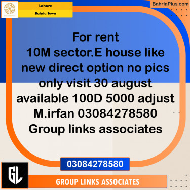 Residential House for Rent in Bahria Town, Lahore - (BP-335514)