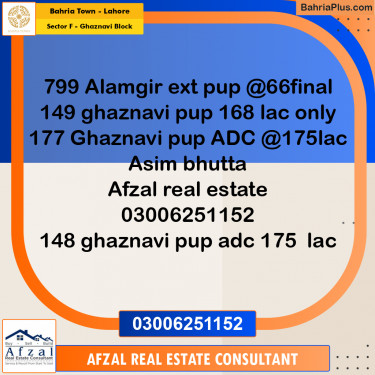10 Marla Residential Plot for Sale in Sector F - Ghaznavi Block -  Bahria Town, Lahore - (BP-335520)