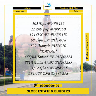 Residential Plot for Sale in Bahria Town, Lahore - (BP-335628)