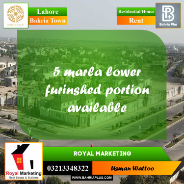 Residential House for Rent in Bahria Town, Lahore - (BP-335630)